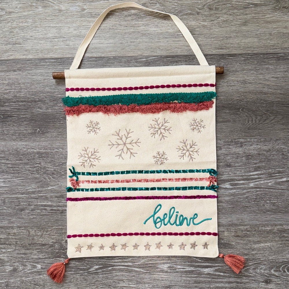 Primitives by Kathy Festive Wall Hanging with Teal and Burgundy Accents